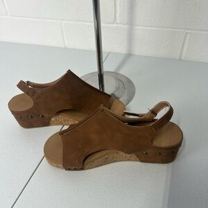 Earthy Brown Wedge Sandals with Adjustable Strap